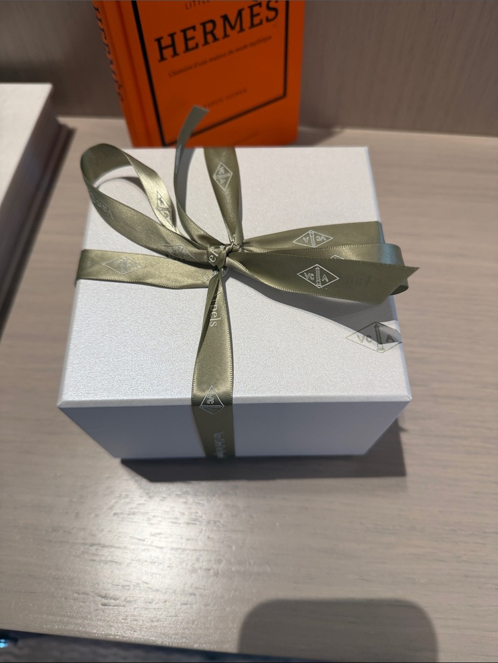 Van Cleef andArpels  Luxury Gift Box with Olive Green Branded Ribbon nwt